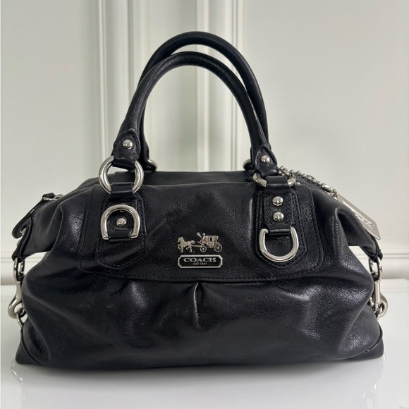 Y2K Vintage Coach Black Leather Madison Sabrina Satchel Handbag 12937 - Picture 2 of 10